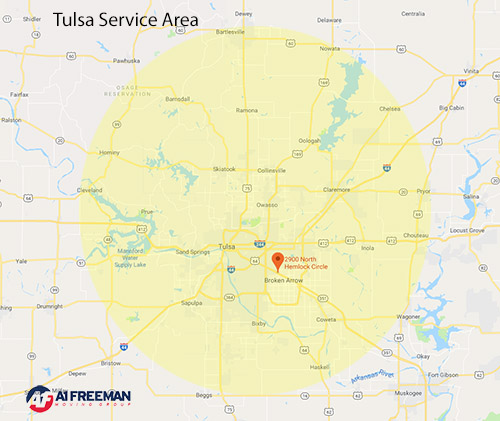 A-1 Freeman Tulsa Moving Service Area Map